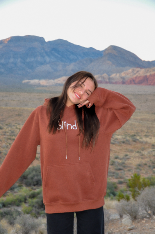 "Love Is Blind" Hoodie in Brown