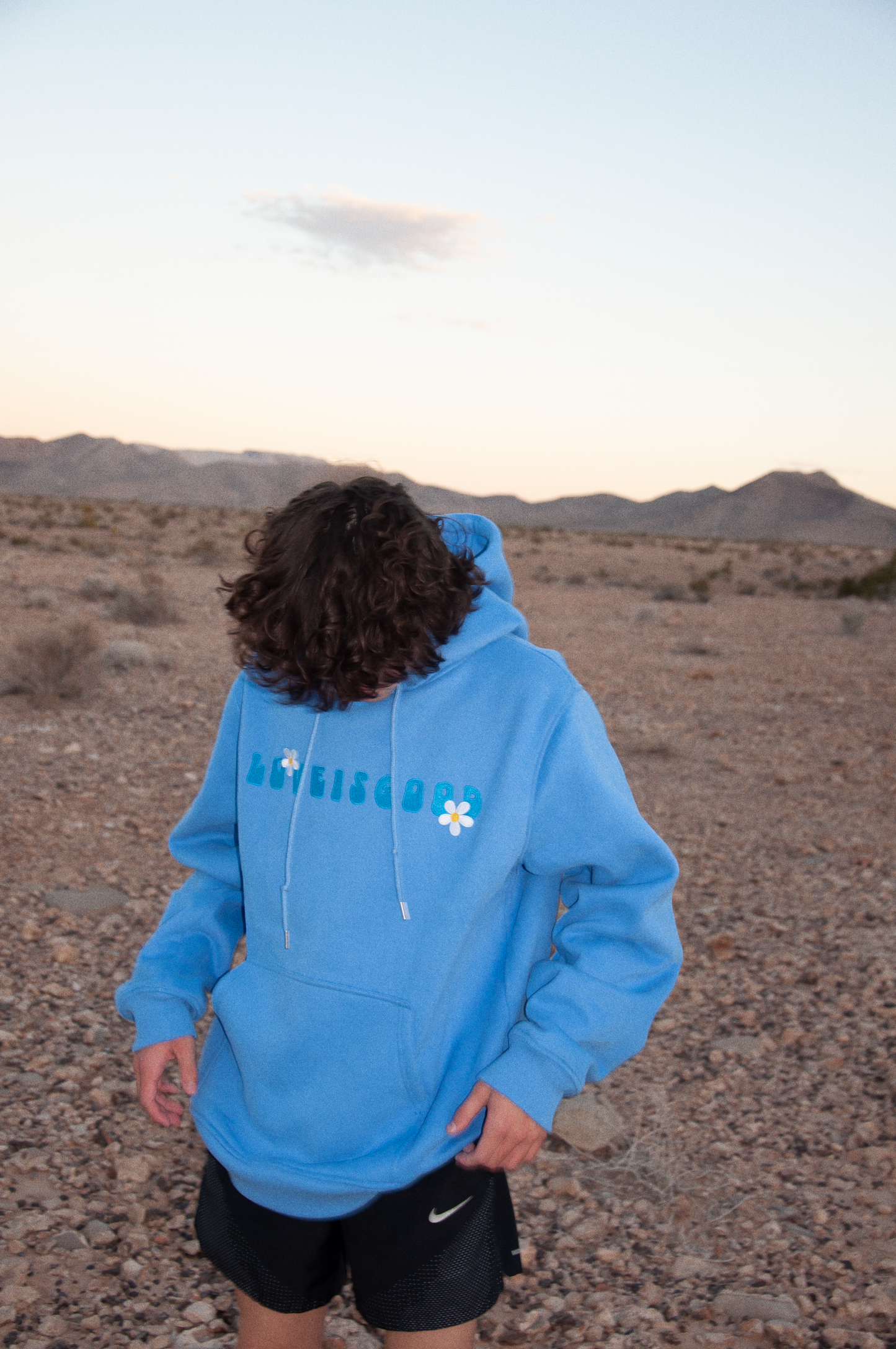 "Love Never Fails" Hoodie in Blue