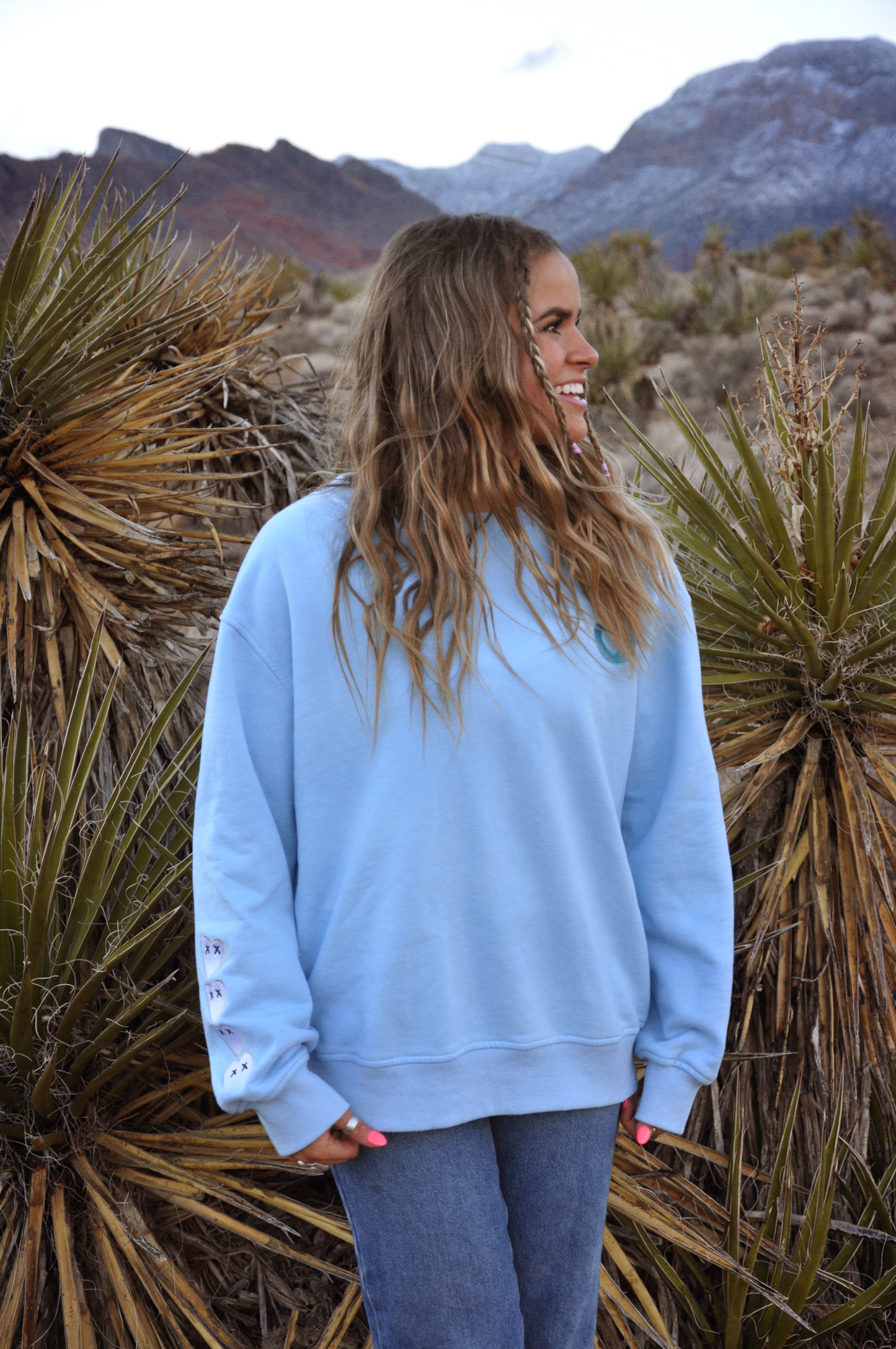 "Wish You Love Me Sooner" Crewneck in Light Blue